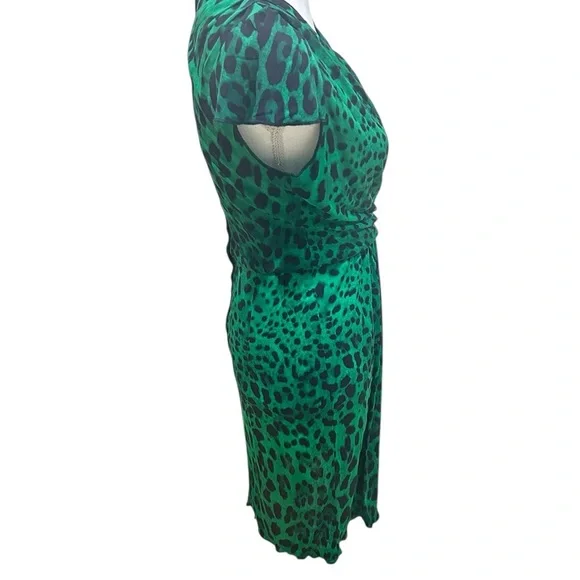 Dolce & Gabbana Italy emerald green v neck Leopard Print Dress stretchy sz EU42 - Picture 8 of 11